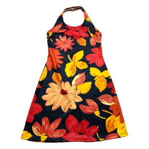 Vintage Floral Garden Cottage Core Fairy Halter Mini Dress Medium